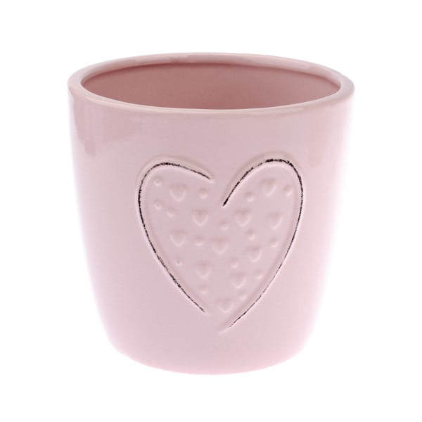 Różowa doniczka ceramiczna Dakls Heart, wys. 12 cm