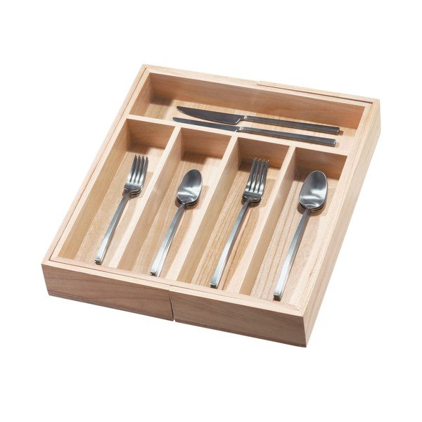 Organizer na sztućce z drewna paulownia iDesign Eco-image-3