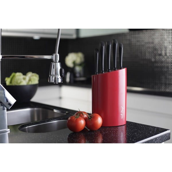 Czerwony blok z 5 nożami Vialli Design-image-3