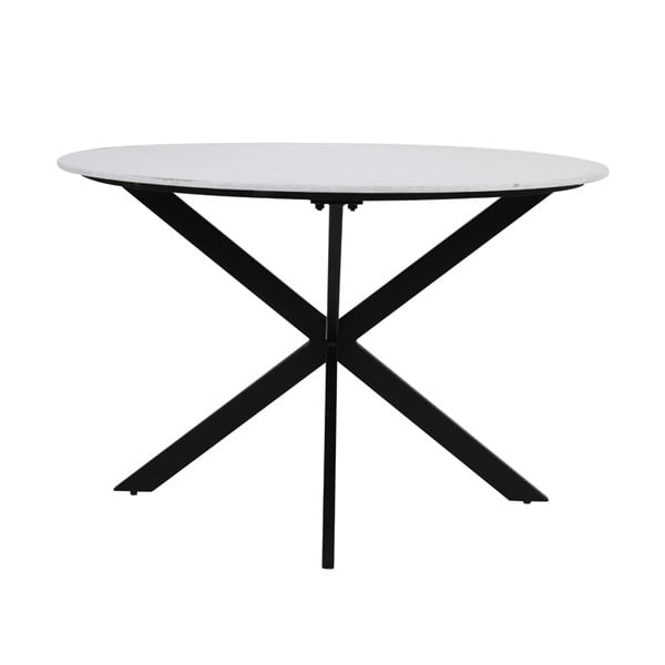 Czarno-biały okrągły stół z blatem w dekorze marmuru ø 120 cm Tomochi – Light & Living