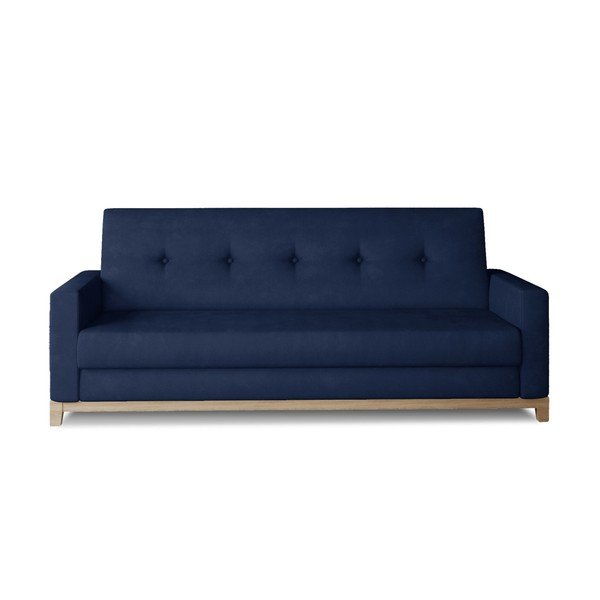 Ciemnoniebieska aksamitna rozkładana/ze schowkiem sofa 216 cm Selene – ELTAP