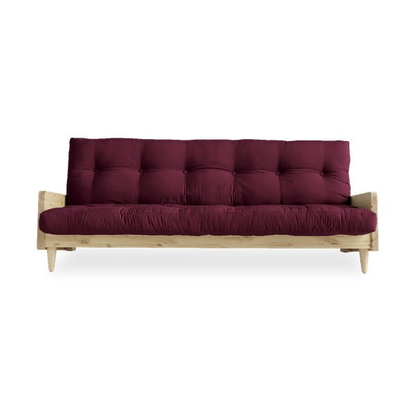 Sofa rozkładana z ciemnoczerwonym obiciem Karup Design Indie Natural/Bordeaux