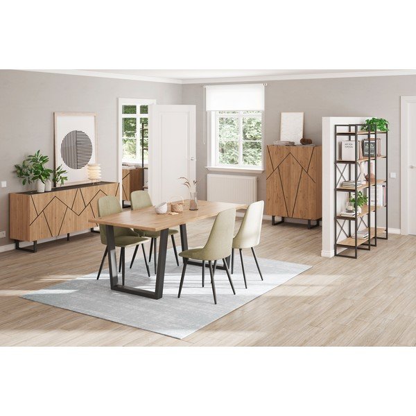 Czarno-naturalna niska komoda w dekorze dębu 180x80 cm Milena – Marckeric-image-1