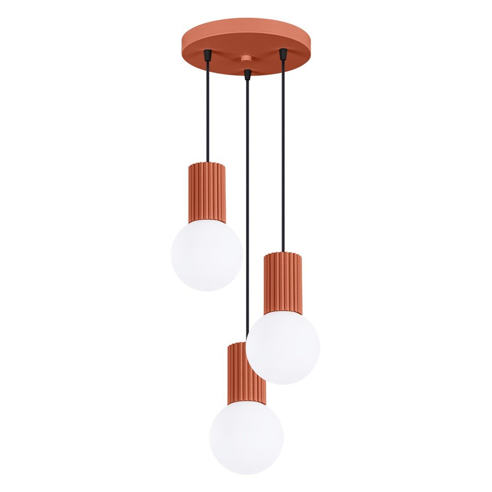 Metalowa lampa wisząca w kolorze terakoty ze szklanym kloszem ø 25 cm Orbital – Sollux
