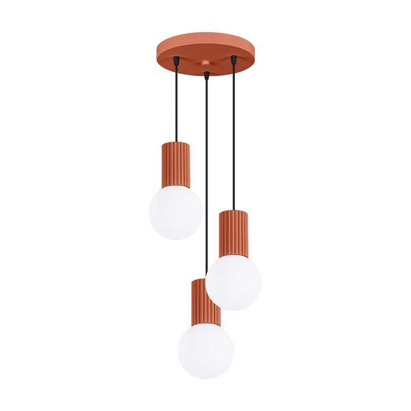 Metalowa lampa wisząca w kolorze terakoty ze szklanym kloszem ø 25 cm Orbital – Sollux