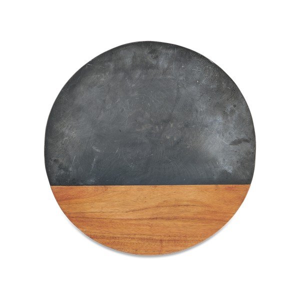 Okrągła deska do krojenia z łupku i drewna akacjowego Nkuku Fala, ø 40 cm