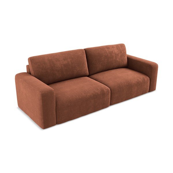 Rozkładana/ze schowkiem sofa z tkaniny szenilowej w kolorze terakoty 252 cm Kona – Makamii-image-3