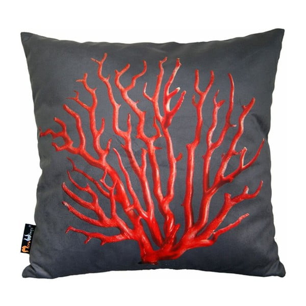 Poduszka Red Coral on Grey, 45x45 cm