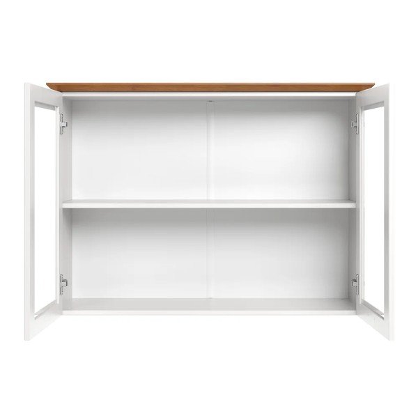 Biała/w bursztynowym kolorze witryna z litego drewna sosnowego wisząca 105x80x35 cm Teramo – Støraa-image-3
