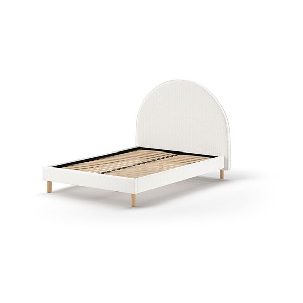 Białe tapicerowane łóżko ze stelażem 140x200 cm MOON – Vipack-image-2