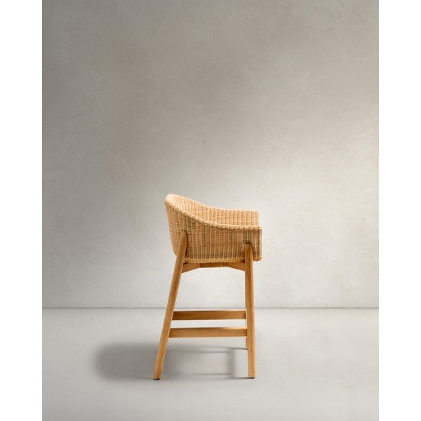 Tapicerowany/rattanowy hoker ogrodowy w naturalnym kolorze Galea – Kave Home-image-4