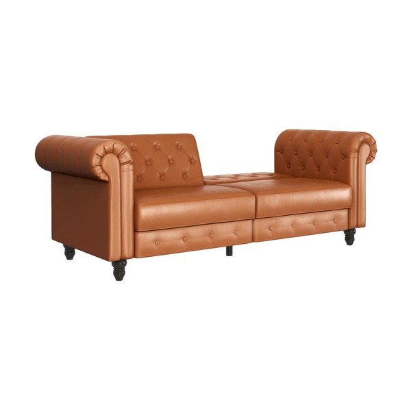 Koniakowa rozkładana sofa z imitacji skóry 236 cm Felix – Støraa-image-1