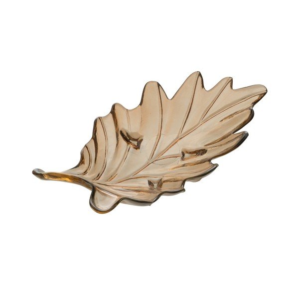 Szklana taca dekoracyjna 19,5x35 cm Leaf – Ixia