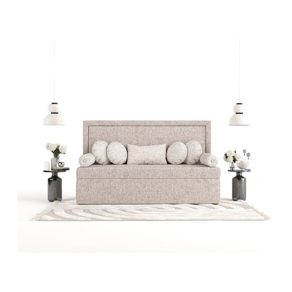 Jasnobrązowe tapicerowane łóżko jednoosobowe 100x200 cm Scala – Maison de Rêve-image-4