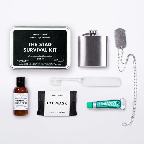 Podróżny zestaw kosmetyków z piersiówką Men's Society Stag Survival