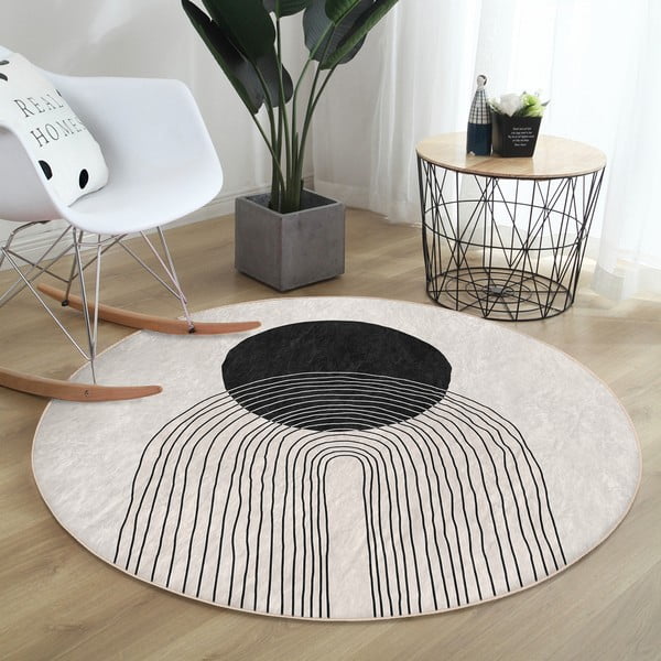 Kremowy okrągły dywan odpowiedni do prania ø 80 cm Comfort – Mila Home-image-3