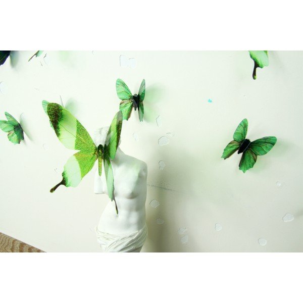 Zestaw 18 naklejek elektrostatycznych 3D Ambiance Butterflies Green-image-2
