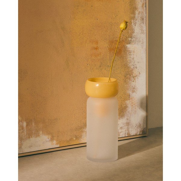 Żółty szklany wazon (wysokość 30,5 cm) Kelse – Kave Home-image-1