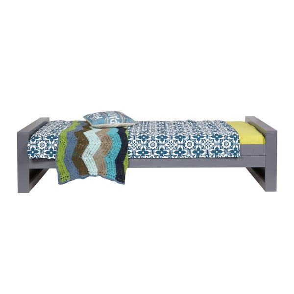 Szare łóżko jednoosobowe 90x200 cm Dennis – WOOOD-image-1