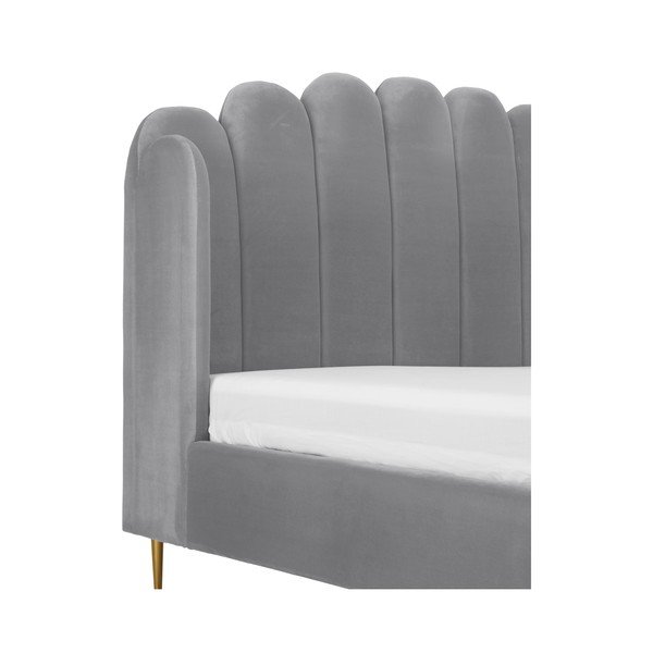 Szare tapicerowane łóżko Westwing Collection Glamour, 180x200 cm-image-1