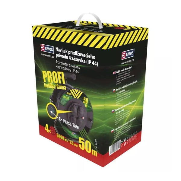 Czarny przedłużacz na bębnie z 4 gniazdkami 50 m – EMOS-image-1