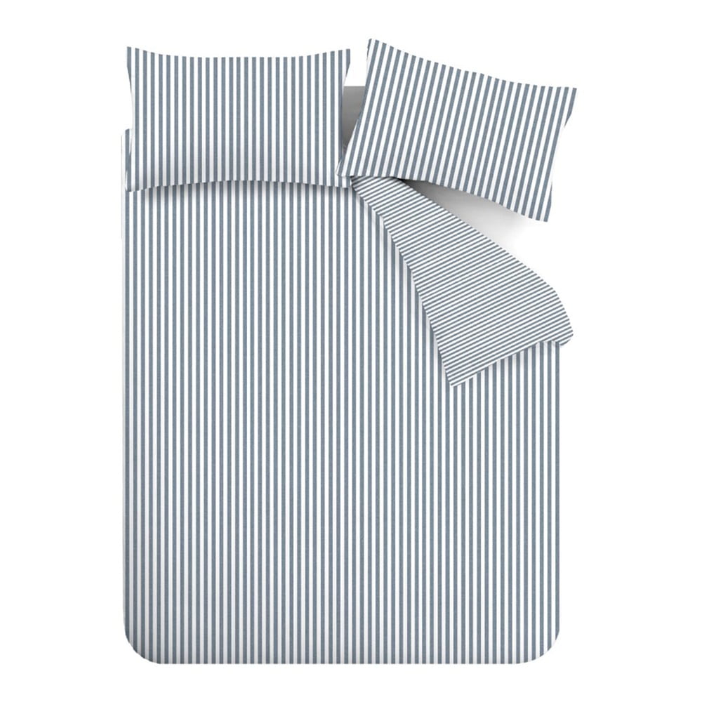 Niebieska flanelowa pościel jednoosobowa 135x200 cm Stripe – Catherine Lansfield