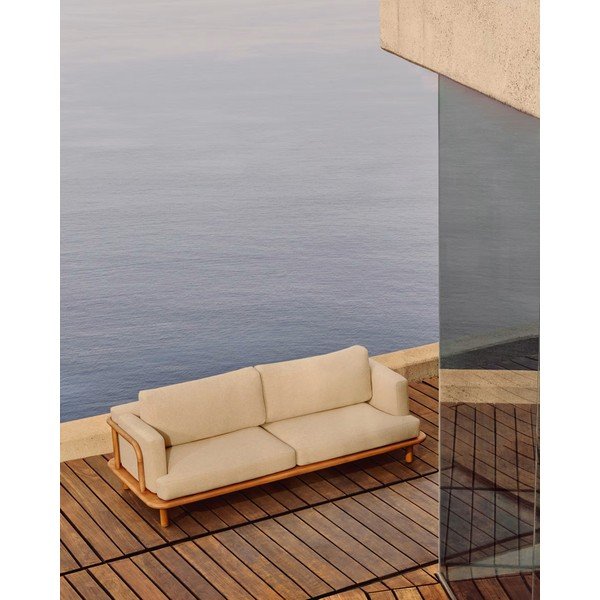 Beżowa sofa ogrodowa z litego drewna tekowego Turqueta – Kave Home-image-1