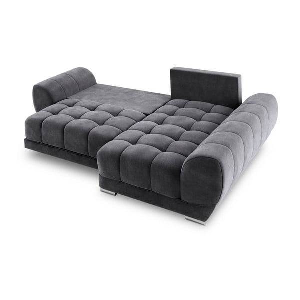 Ciemnoszary rozkładany narożnik z aksamitnym obiciem Windsor & Co Sofas Nuage, prawostronny-image-4