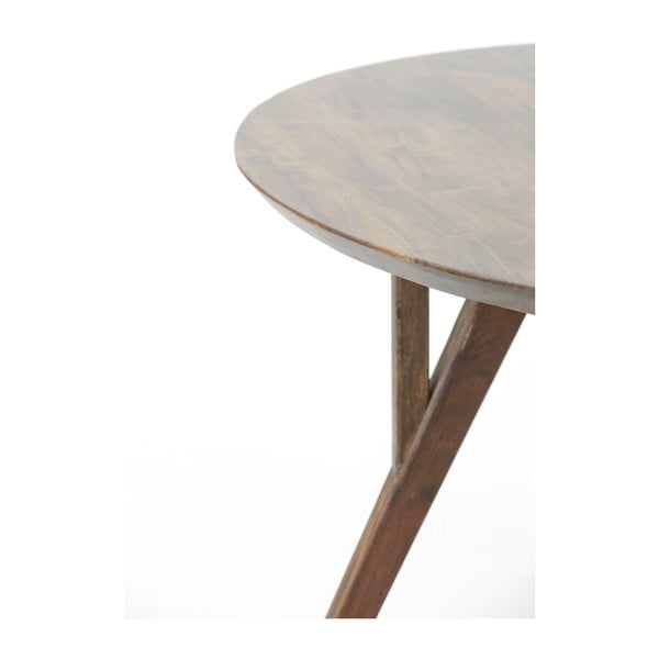 Brązowy okrągły stół z blatem z drewna akacjowego ø 120 cm Quenza – Light & Living-image-3