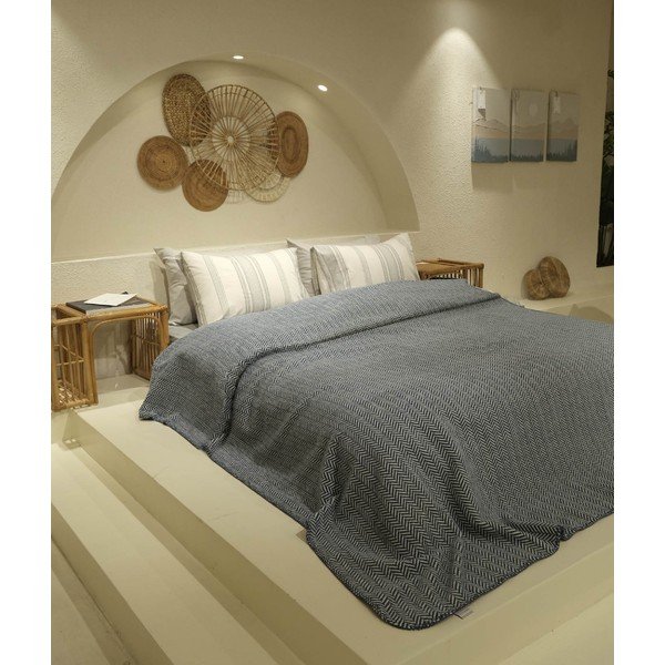 Biało-ciemnoniebieska narzuta na łóżko dwuosobowe 200x220 cm Twin – Oyo Concept-image-1