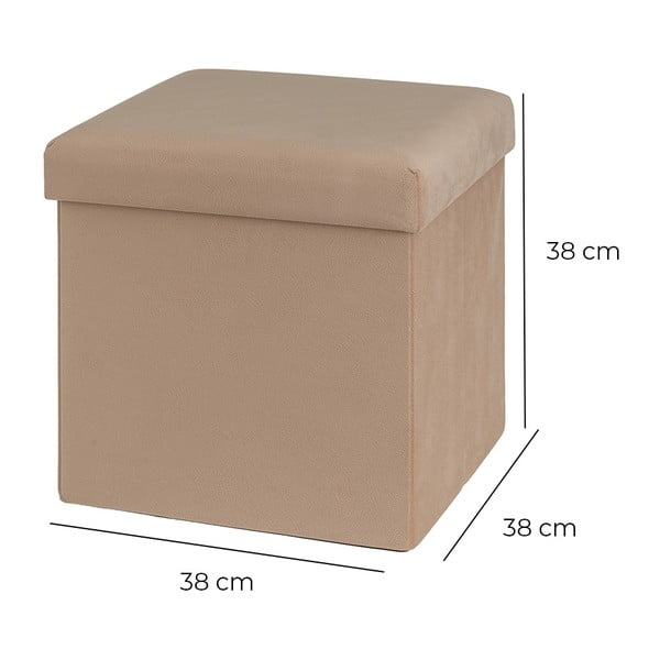 Jasnobrązowy aksamitny puf Estela – Casa Selección-image-3