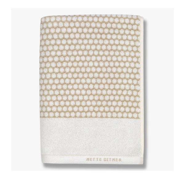 Biało-beżowe bawełniane ręczniki zestaw 2 szt. 40x60 cm Grid – Mette Ditmer Denmark
