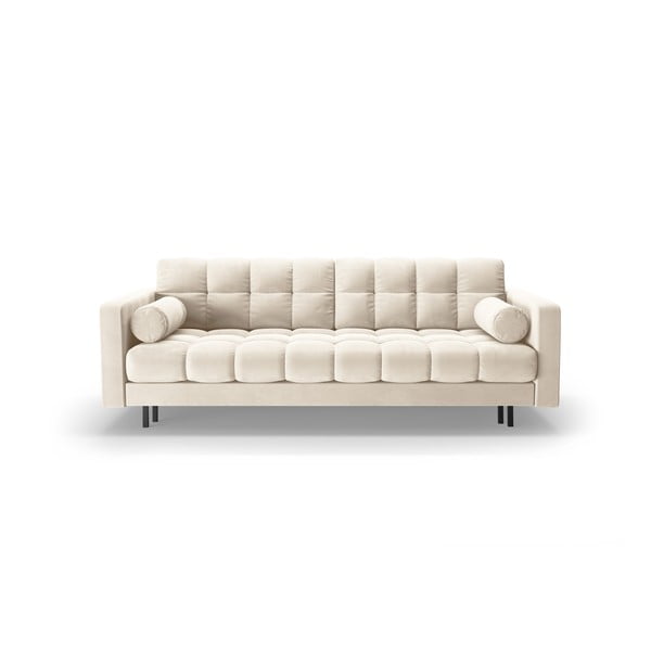 Kremowa aksamitna rozkładana sofa ze schowkiem 222 cm Bali – Cosmopolitan Design