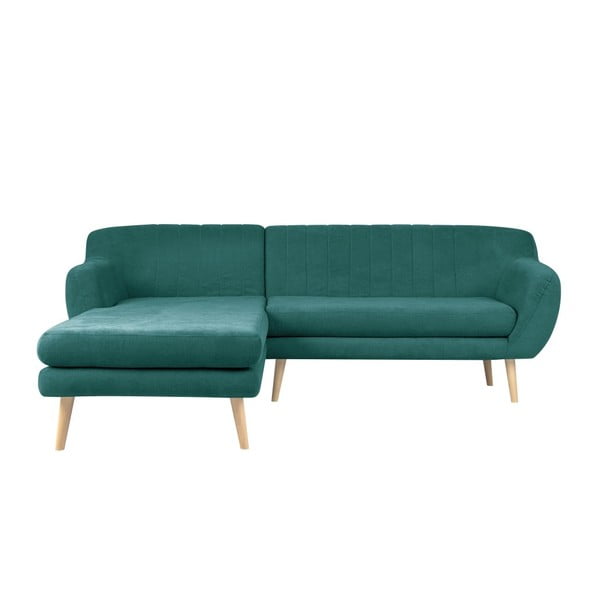 Turkusowa sofa z szezlongiem po lewej stronie Mazzini Sofas Sardaigne