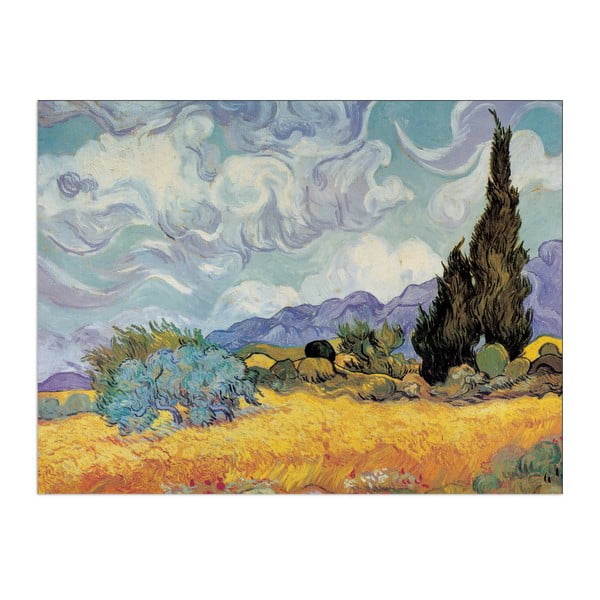 Obraz Vincent Van Gogh - Pole pszenicy z cyprysami, 80x60 cm