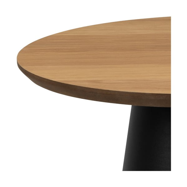 Czarny okrągły stolik z blatem w dekorze dębu ø 45 cm Soli – Actona-image-4