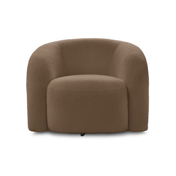 Brązowy obrotowy fotel z materiału bouclé Elina – Bobochic Paris-image-2