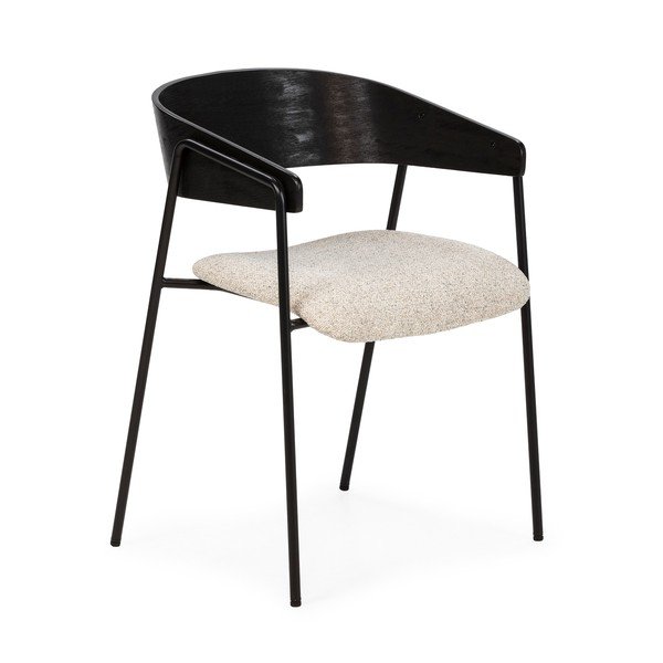 Czarne/beżowe tapicerowane fotele jadalniane zestaw z podłokietnikami 2 szt. Cora – MOME