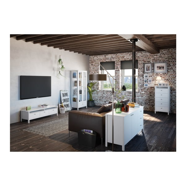 Biała wąska komoda z 5 szufladami Steens New York, wys. 120 cm-image-4