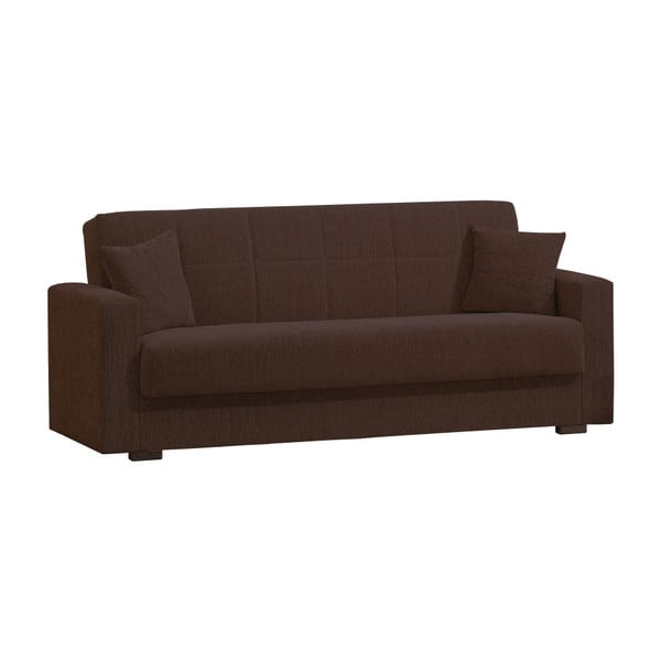 Ciemnobrązowa trzyosobowa sofa rozkładana ze schowkiem Esidra Relax