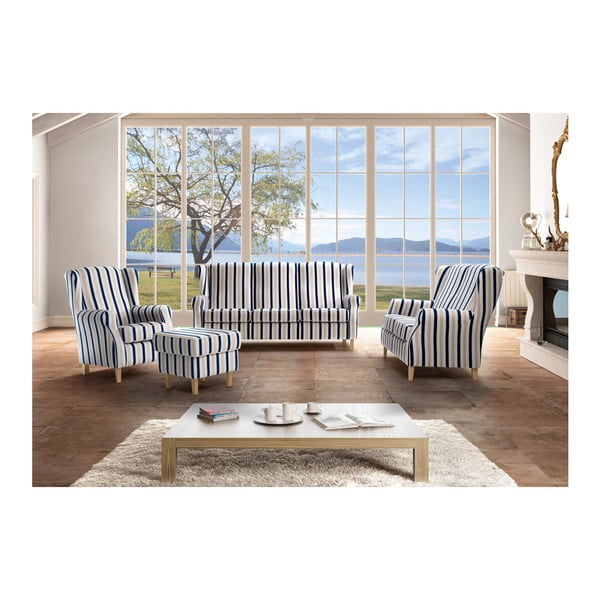 Niebiesko-biała sofa w paski Max Winzer Lorris, 193 cm-image-3