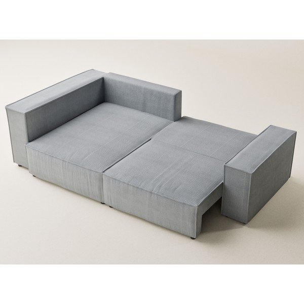 Szary sztruksowy rozkładany/ze schowkiem narożnik (lewostronny/w kształcie litery L) Tonga – Maison de Rêve-image-3