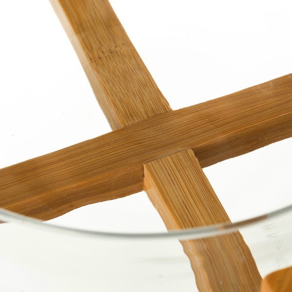 Komplet misy szklanej i 2 sztućców bambusowych do sałatek Unimasa-image-2