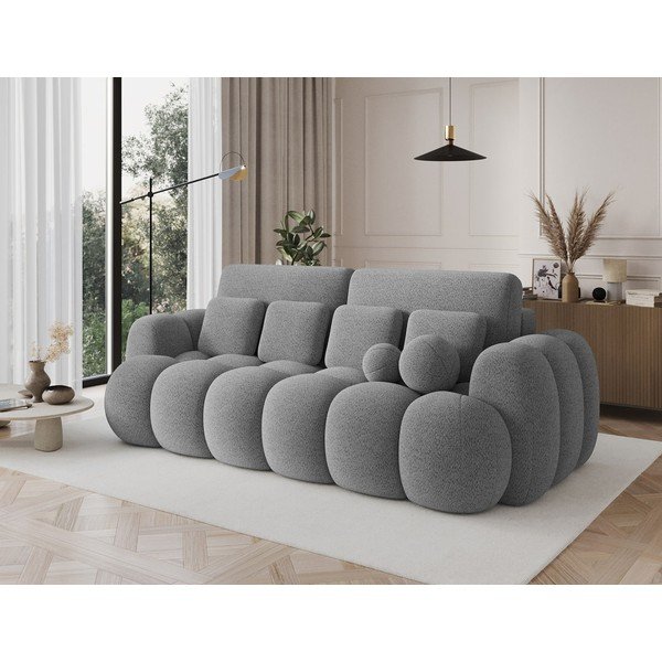 Szara rozkładana sofa z materiału bouclé 256 cm Cotonn – ELTAP-image-3