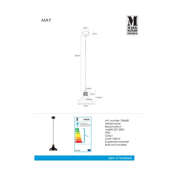 Czarna lampa wisząca Markslöjd May-image-1