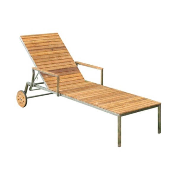 Brązowy metalowy leżak ogrodowy Denver – Garden Pleasure-image-1