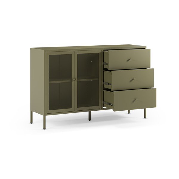 Zielona metalowa komoda 140x90x40 cm Fayna – Marckeric-image-2