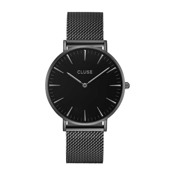 Damski czarny zegarek ze stalowym paskiem Clue La Bohéme