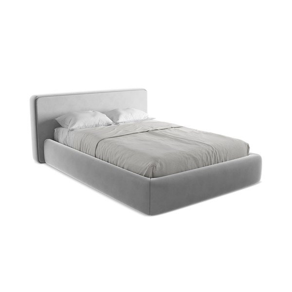 Szare tapicerowane łóżko dwuosobowe ze schowkiem i stelażem 140x200 cm Kiana – Makamii-image-2