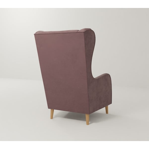 Różowy aksamitny fotel typu uszak Carole – Ropez-image-2